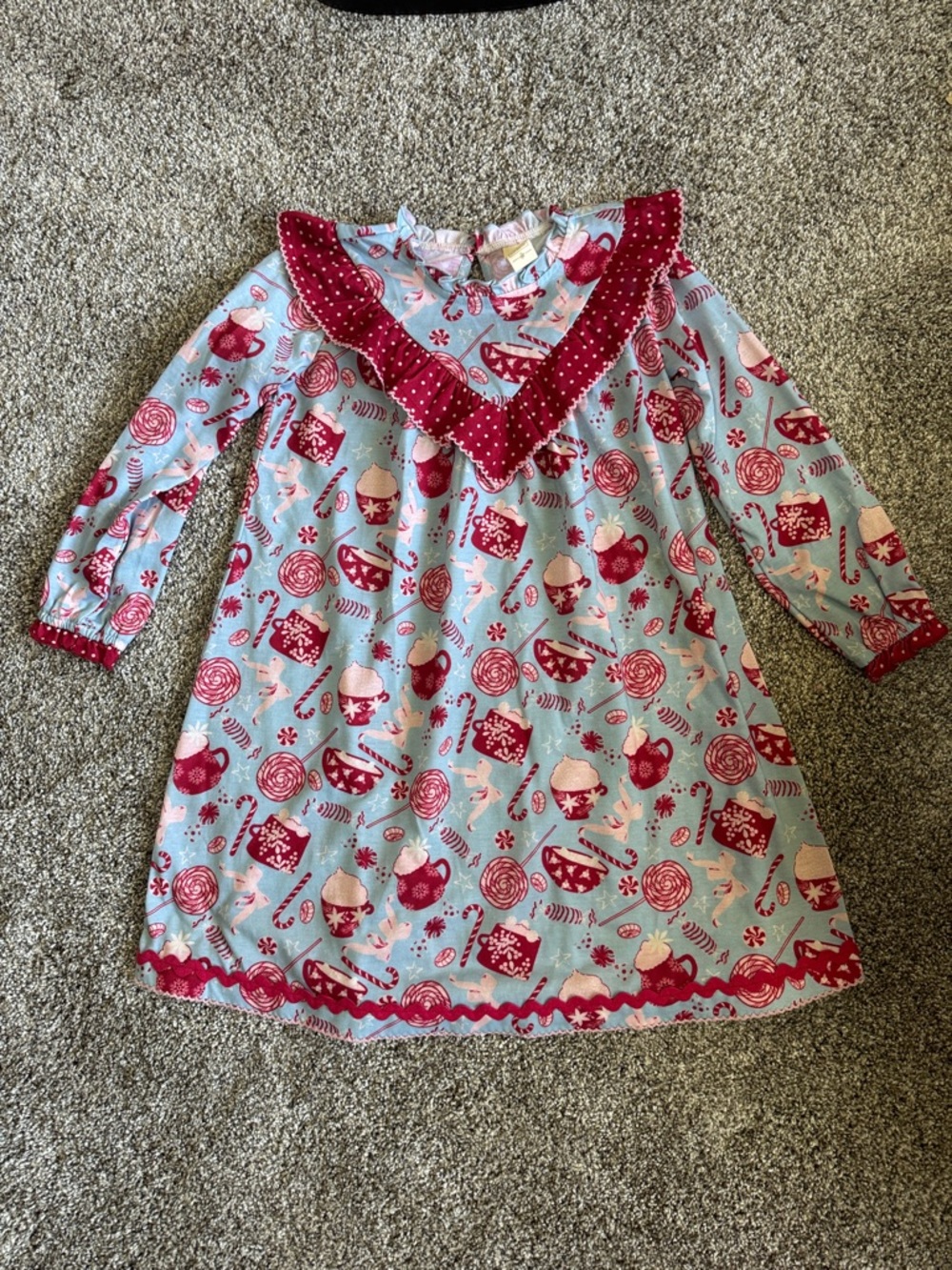 Matilda Jane Light Blue & Red Holiday Print Nightgown